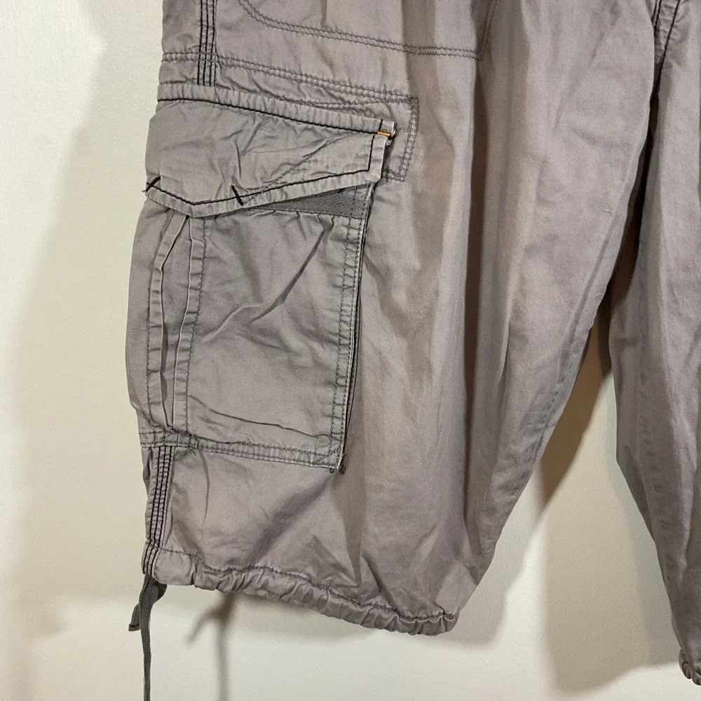 Sean John Men 38 Baggy Cargo Shorts Gray Relaxed Y2K Streetwear Hip Hop Utility